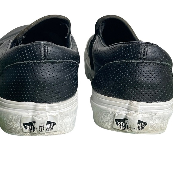 Vans Perf Black Leather Slip On Perforated  Unisex Shoes US Men 5 US Woman 6.5 - Picture 12 of 15